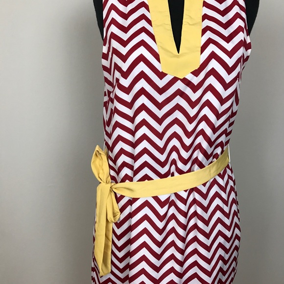 MUD PIE chevron print red white midi Small - Picture 3 of 8